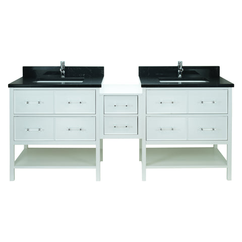 62" White Gemma Vanity with Moonlight Black Quartz