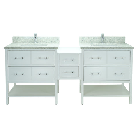 62" White Gemma Vanity with Topaz Quartz