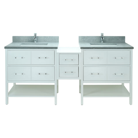 62" White Gemma Vanity with Concrete Leather Quartz