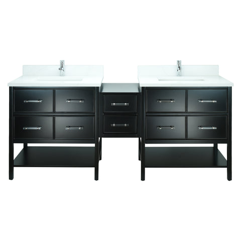 62" Black Gemma Vanity with Classic Calcutta Quartz