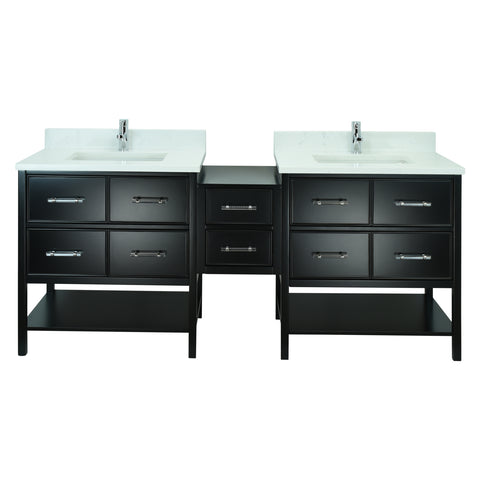 62" Black Gemma Vanity with Carrera Quartz