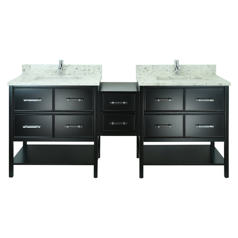 62" Black Gemma Vanity with Milky Way Quartz