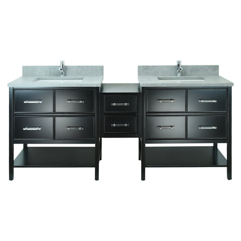 62" Black Gemma Vanity with Concrete Leather Quartz