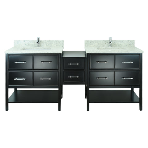 62" Black Gemma Vanity with Topaz Quartz