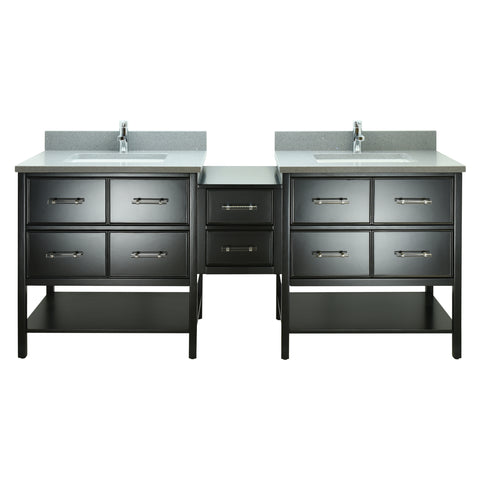 62" Black Gemma Vanity with Crystal Grey Quartz