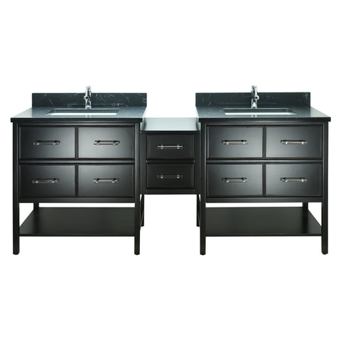 62" Black Gemma Vanity with Moonlight Black Quartz